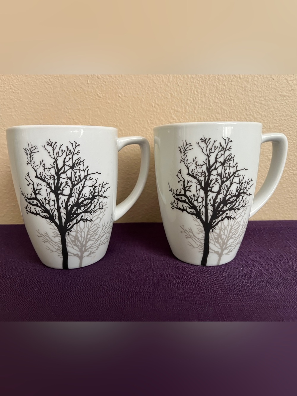 Corelle Coordinates Coffee Mugs Timber Shadows White Grey Black Set
